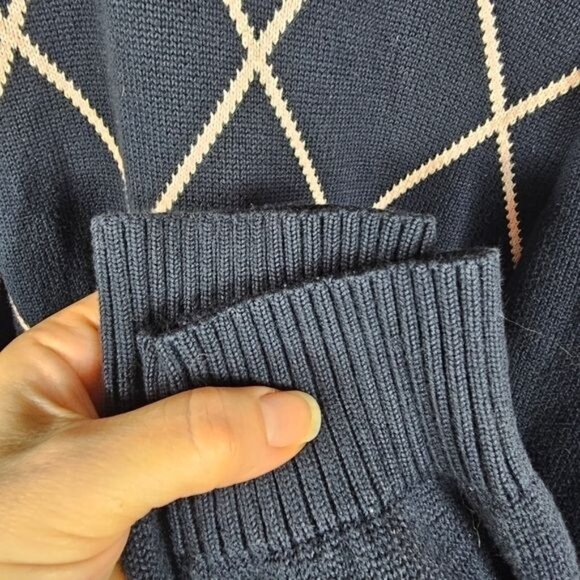 Brooks Brothers 346 Half Zip Sweater Sz L Navy Pink Argyle Diamond Academia - Picture 5 of 8